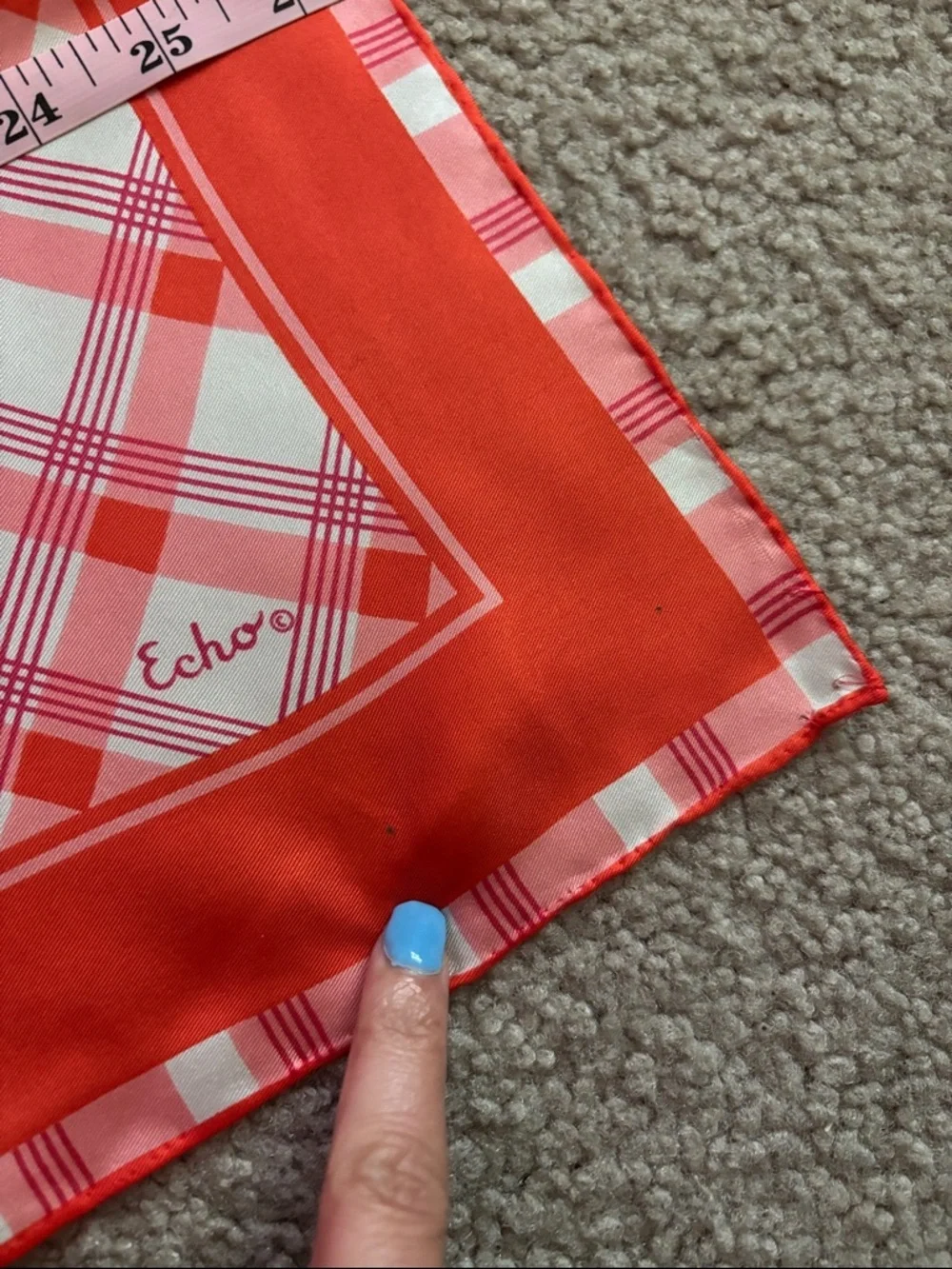 Echo Red and Pink Plaid Silk Square Scarf